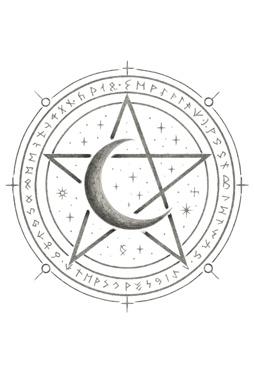 Astrological chart with moon and stars